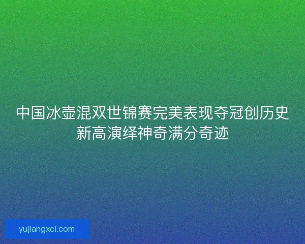 中国冰壶混双世锦赛完美表现夺冠创历史新高演绎神奇满分奇迹